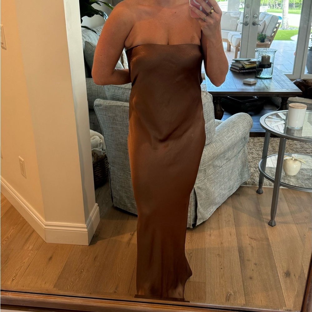 Bec + Bridge Moondance Brown Strapless Dress